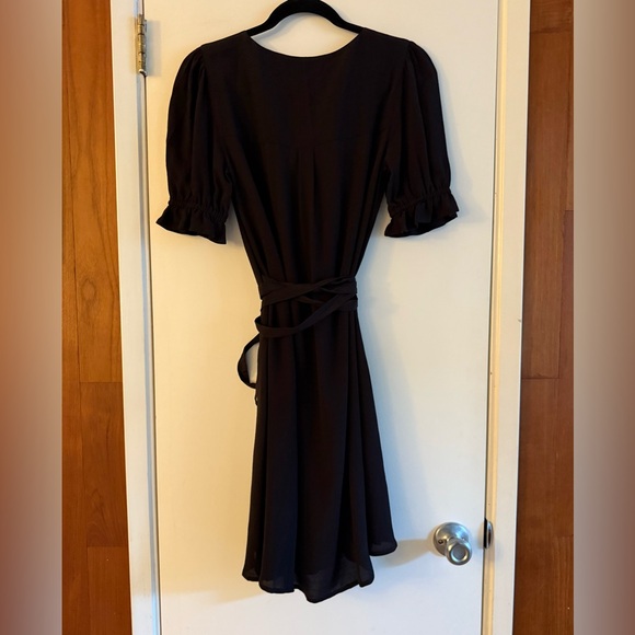 Christy Dawn Vasara Mini Wrap Dress in Raven Black - Picture 3 of 9